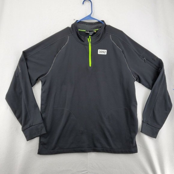 UNDER ARMOUR Shirt Men's Long Sleeve Quarter Zip High Neck Pullover Black XL - Picture 12 of 12